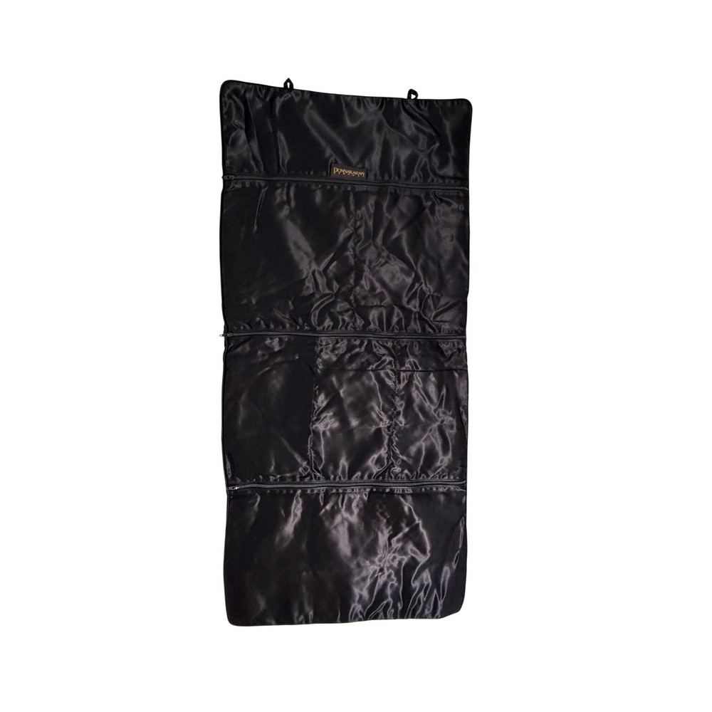 Donna Karan New York Black Satin Tri-Fold Hanging Jewelry Accessory Organizer